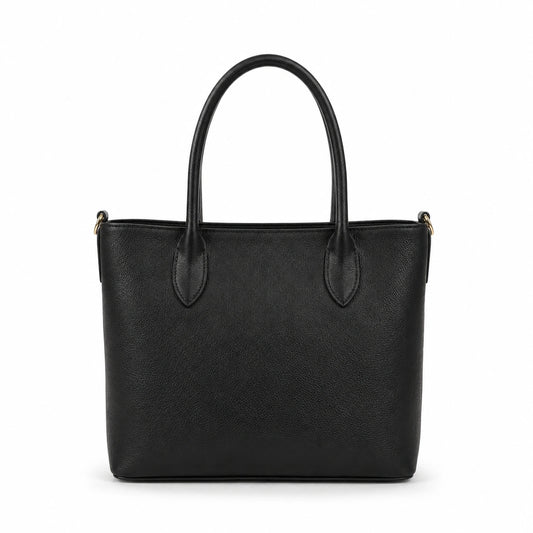 Bagaura Classic Black Faux Leather Tote Bag