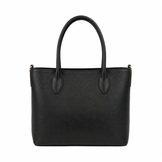 Bagaura Classic Black Faux Leather Tote Bag