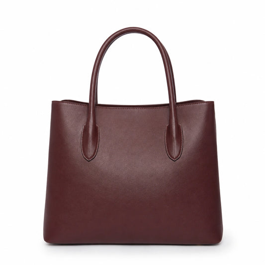 Bagaura Classic Burgundy Faux Leather Tote Bag