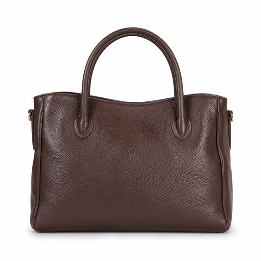 Bagaura Textured Brown Faux Leather Tote Bag