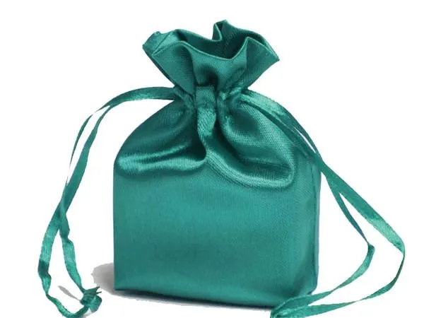 3X4 Turquoise Elegant Satin Bags - 12 pcs