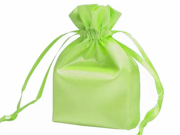 5x7 Apple Green Elegant Satin Bags - 12 pcs