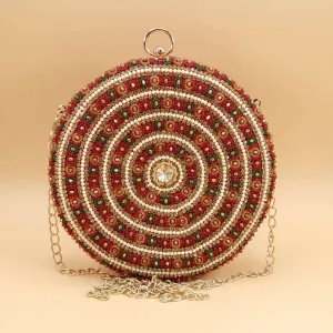 Alaya Round Clutch Deep Red