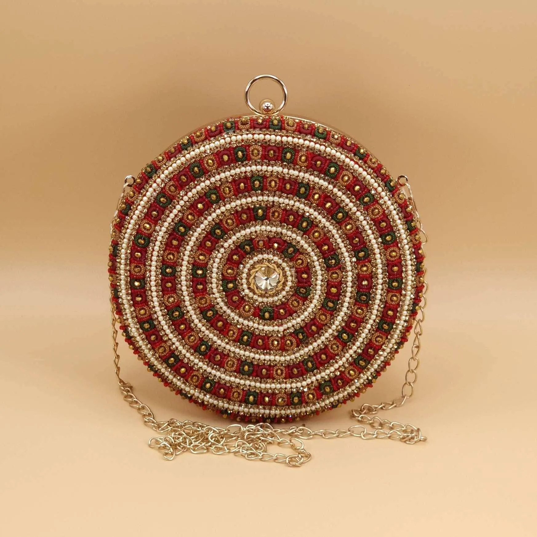 Alaya Round Clutch Deep Red