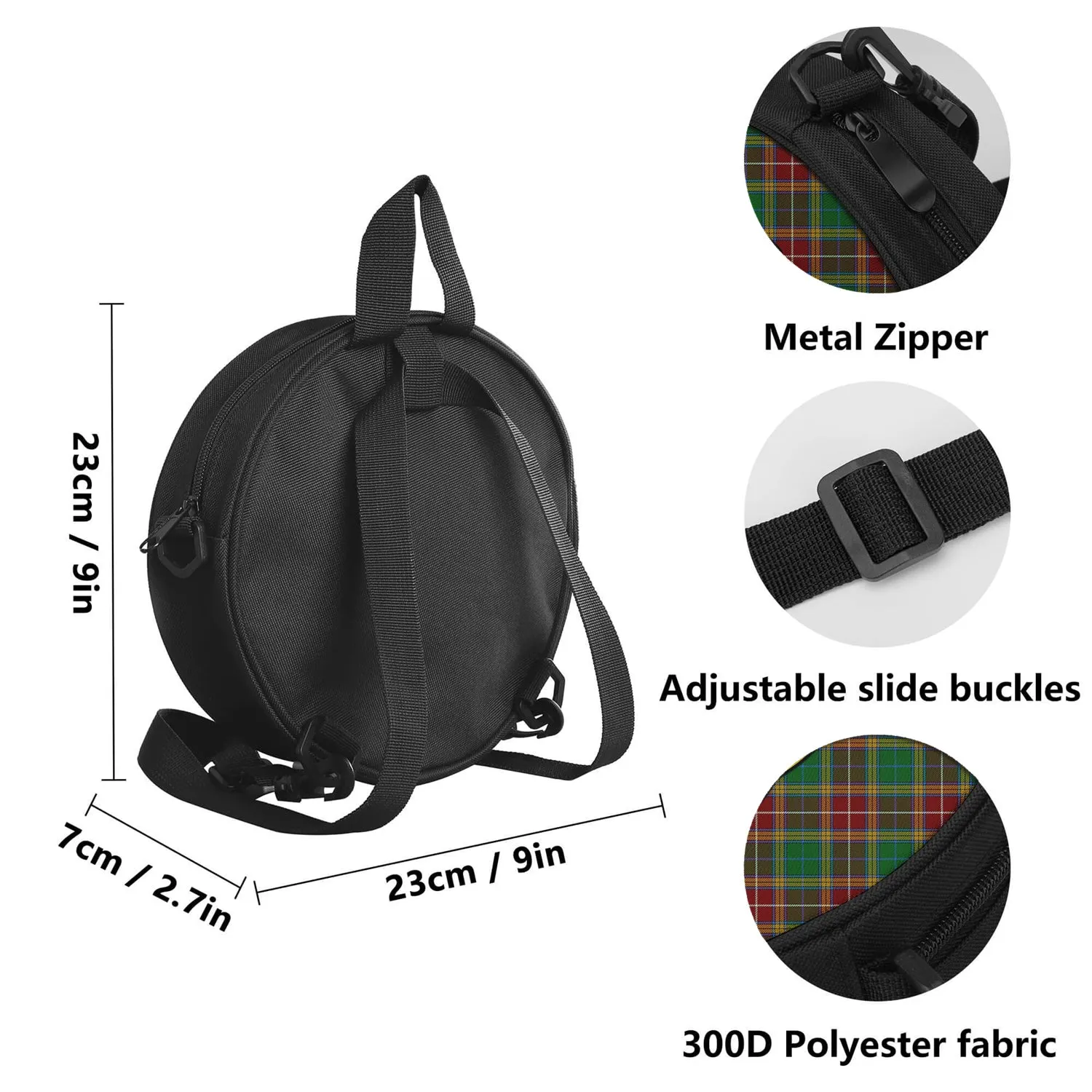 Baxter Tartan Round Satchel Bags with Family Crest