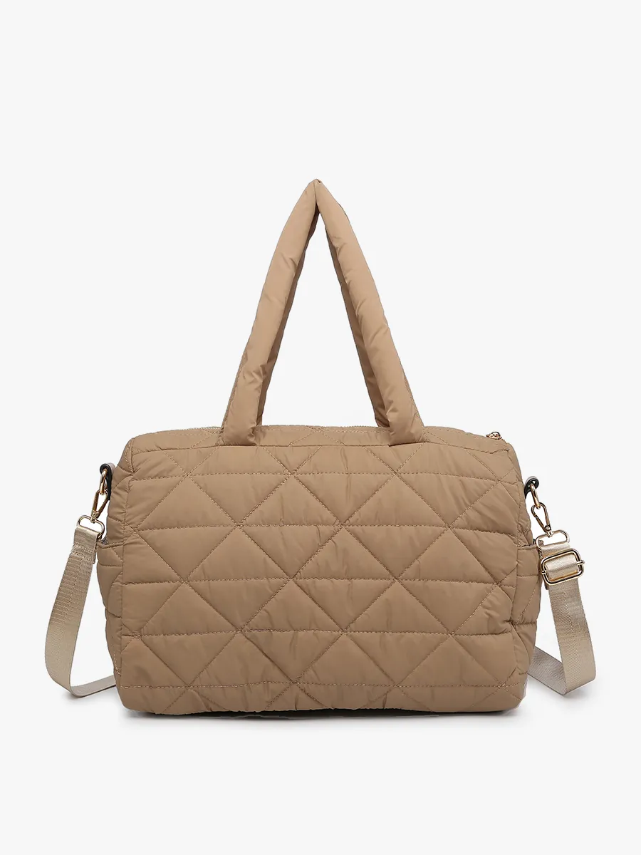 Billie Quilted Nylon Satchel-Grey