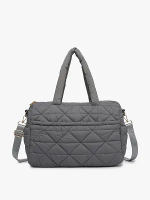 Billie Quilted Nylon Satchel-Grey