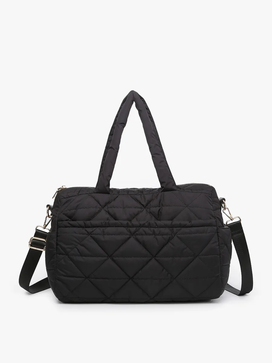 Billie Quilted Nylon Satchel-Grey