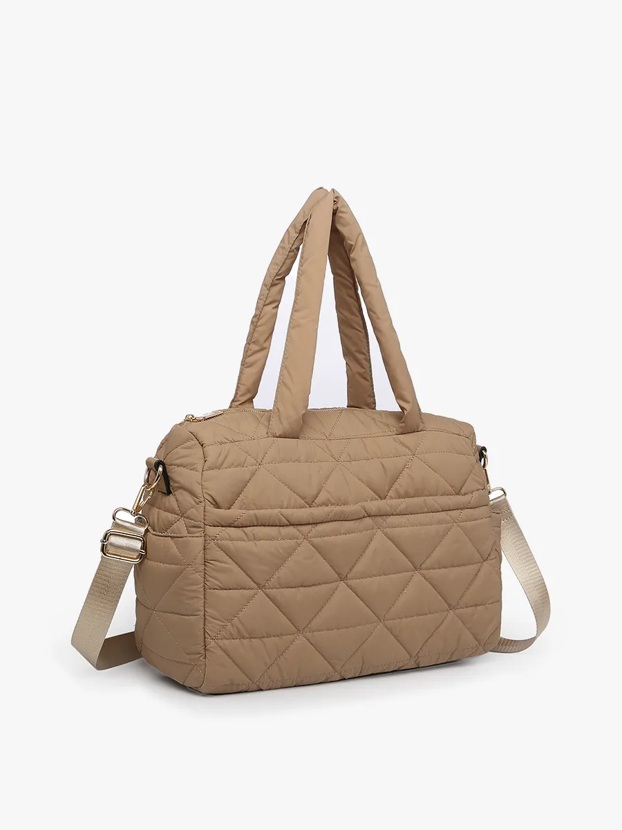 Billie Quilted Nylon Satchel-Grey