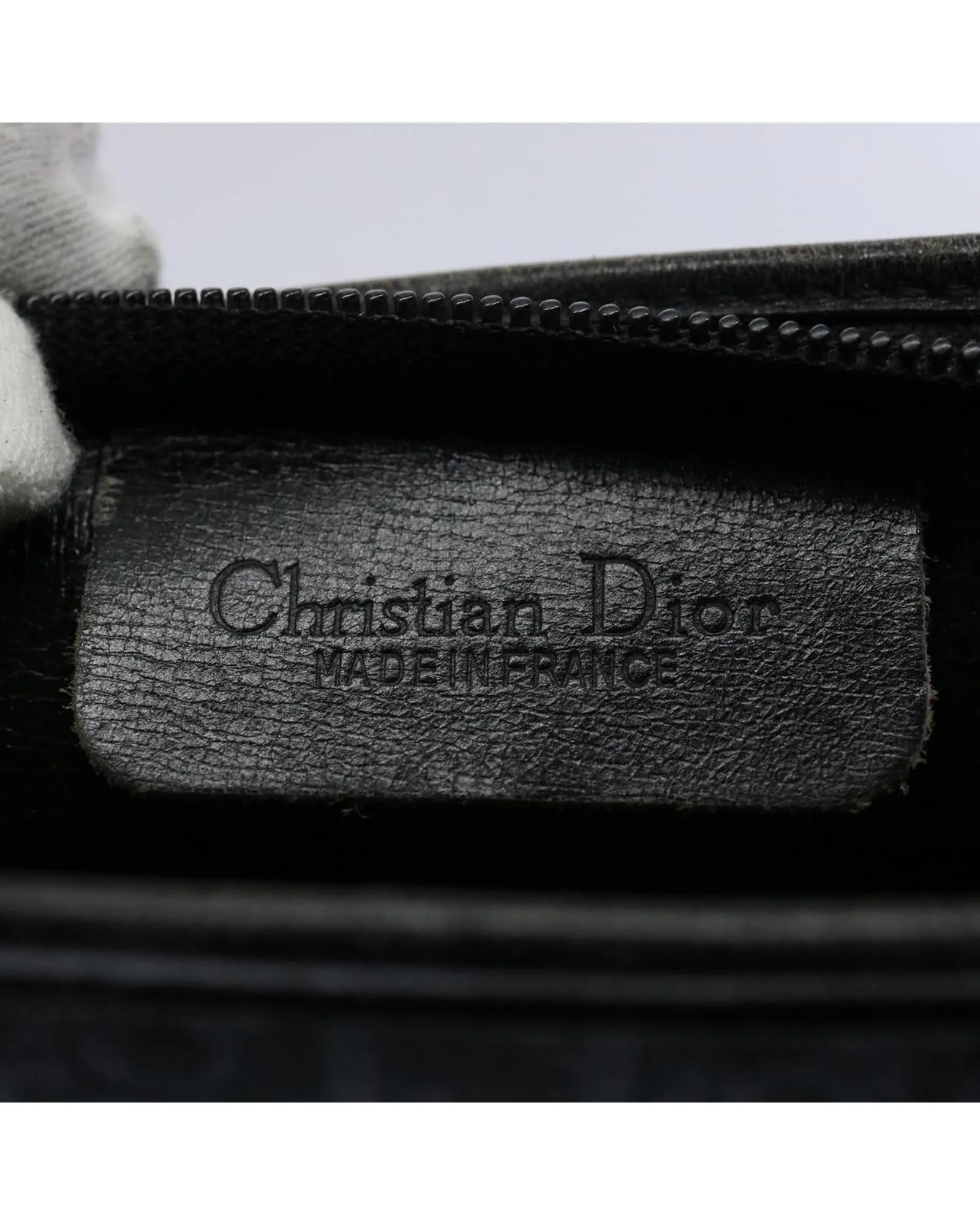 Black Canvas Clutch Bag with Christian Dior Logo