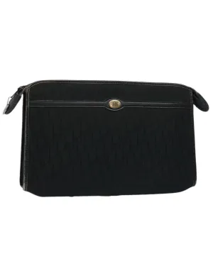 Black Canvas Clutch Bag with Christian Dior Logo