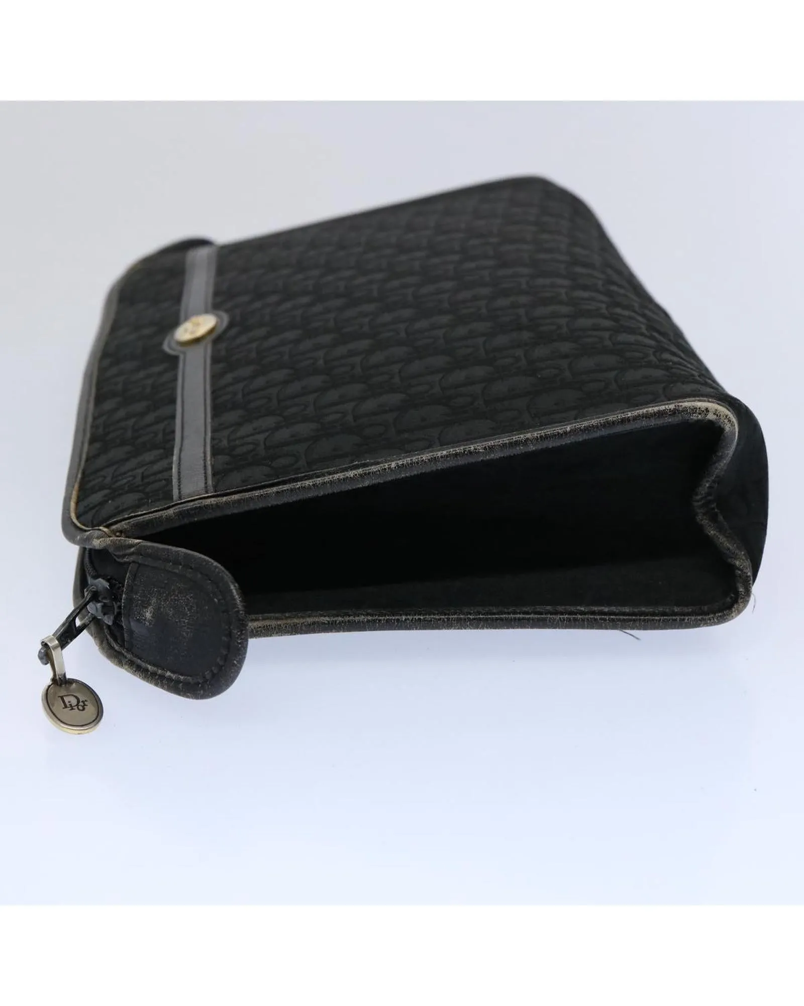 Black Canvas Clutch Bag with Christian Dior Logo