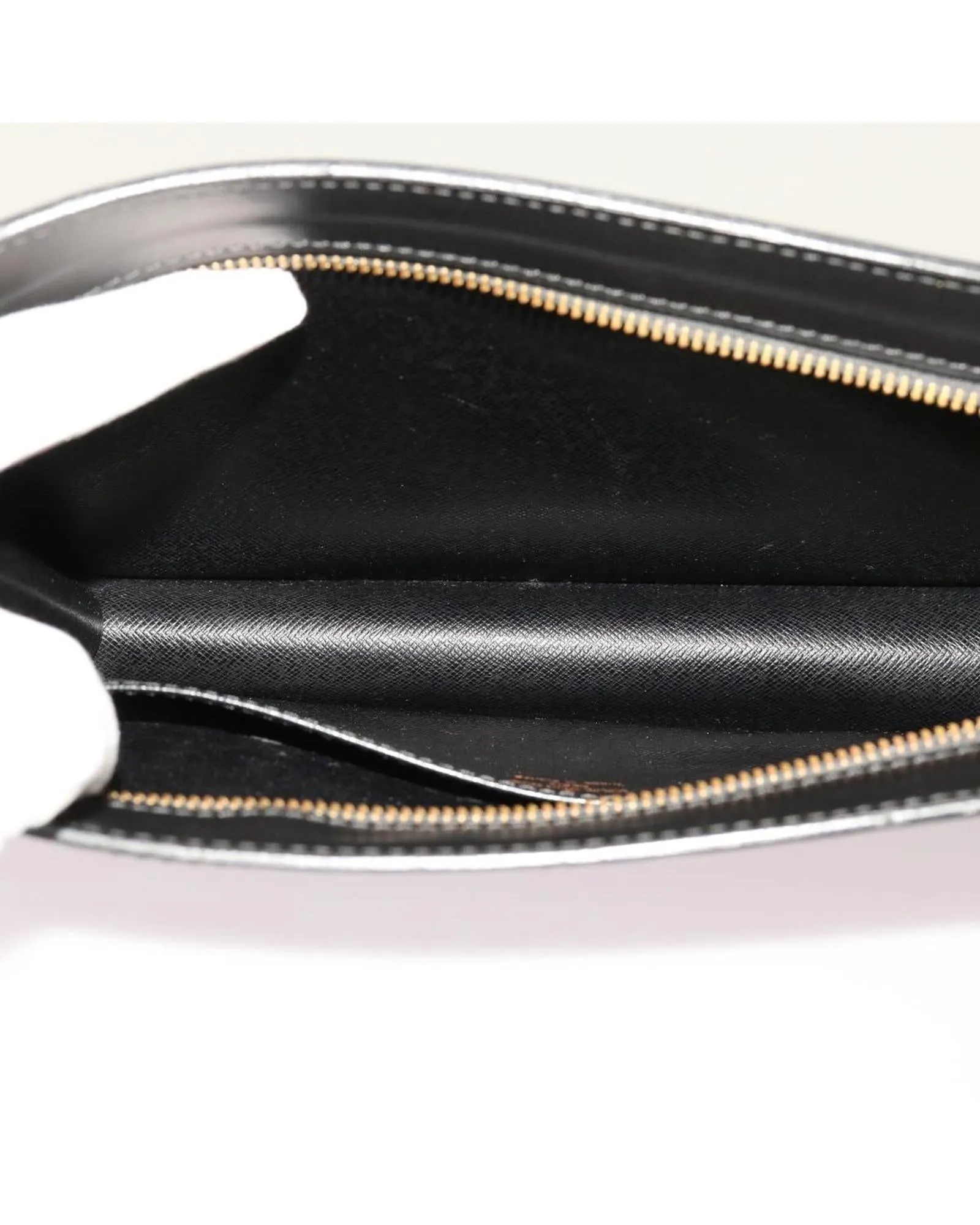 Black Epi Leather Clutch Bag with Accessories Made in France