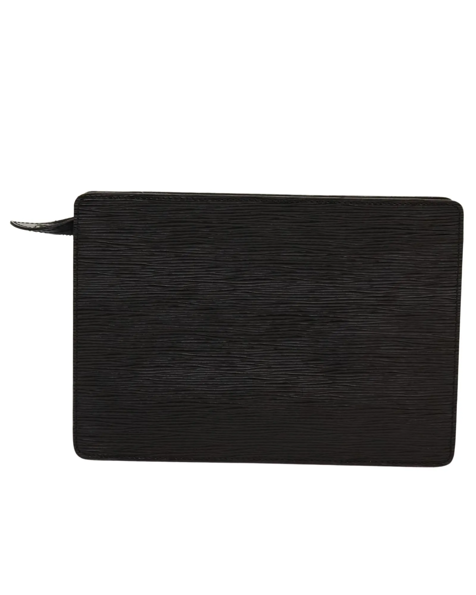 Black Epi Leather Clutch Bag with Accessories Made in France