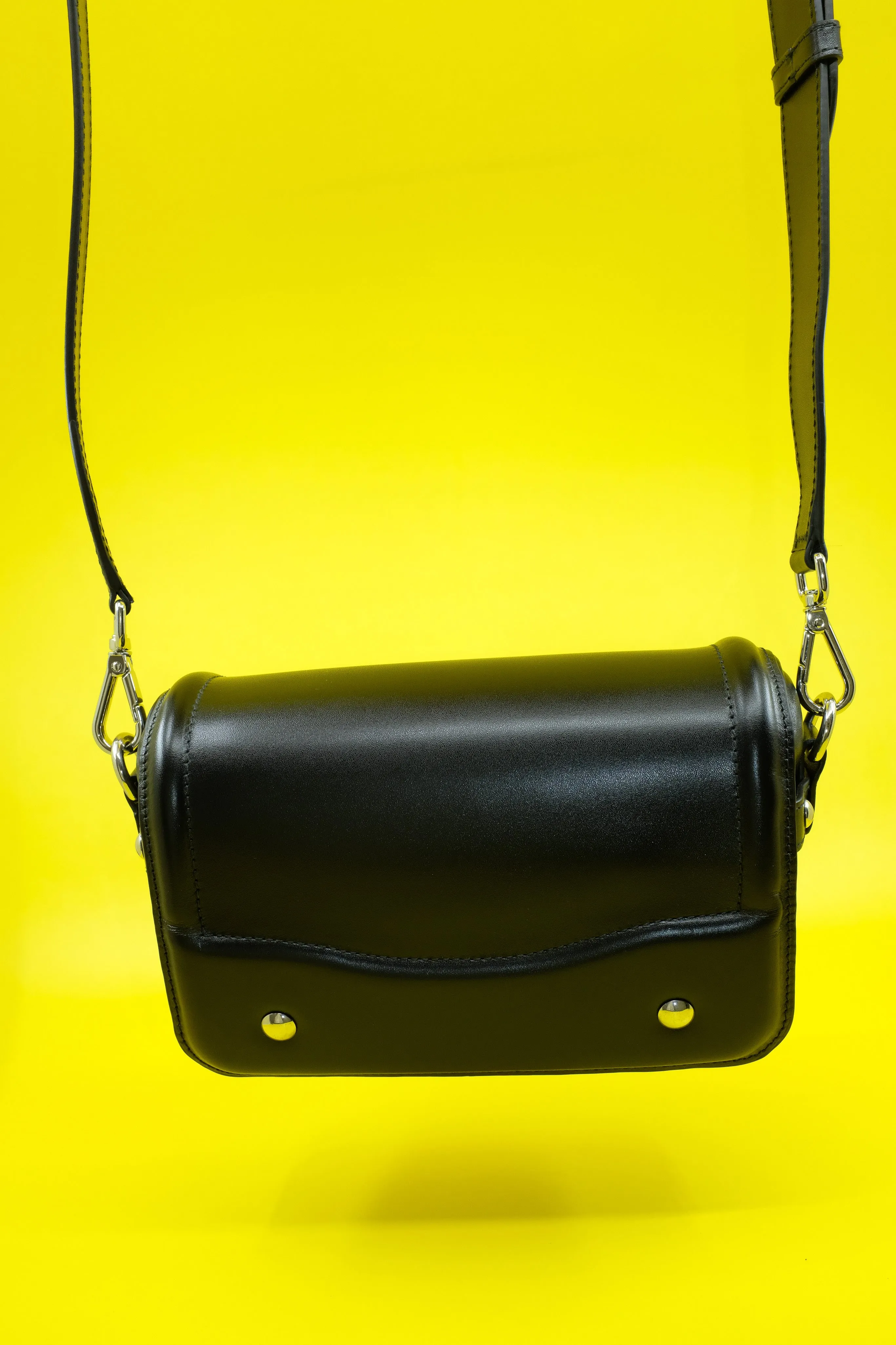 Black Glossy Leather Ransel Mini Satchel