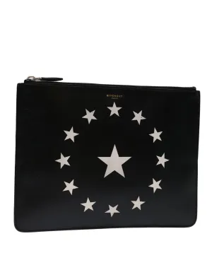 Black Leather Clutch Bag with Accessories - Made in Italy