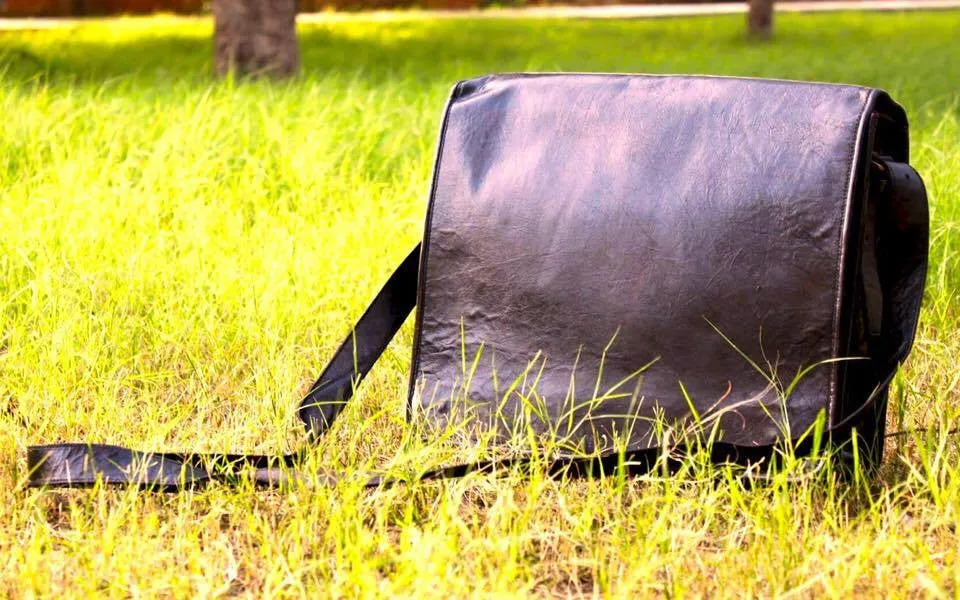 Black Leather Messenger Bag