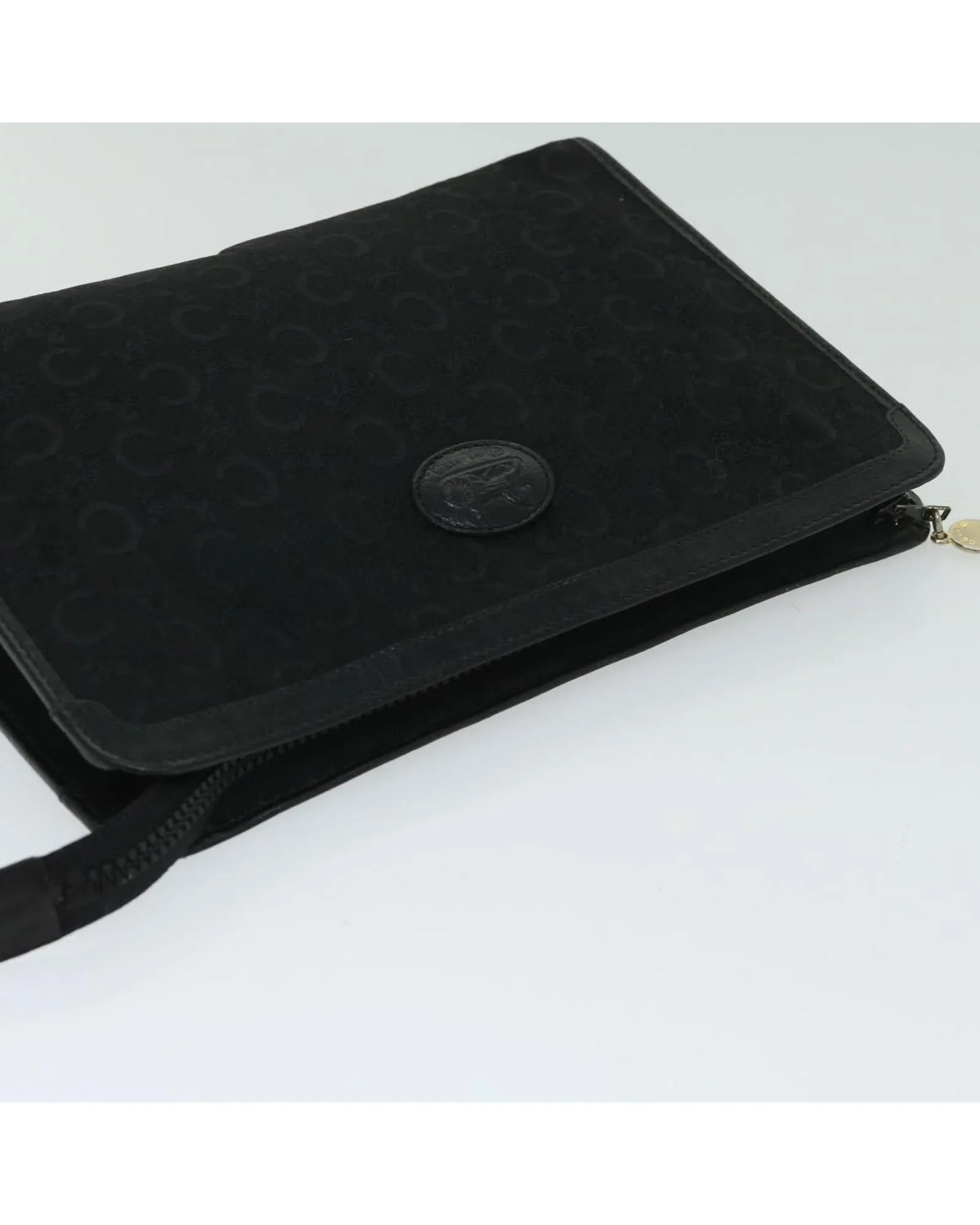 Black Macadam Canvas Clutch Bag with Accessory - Italy