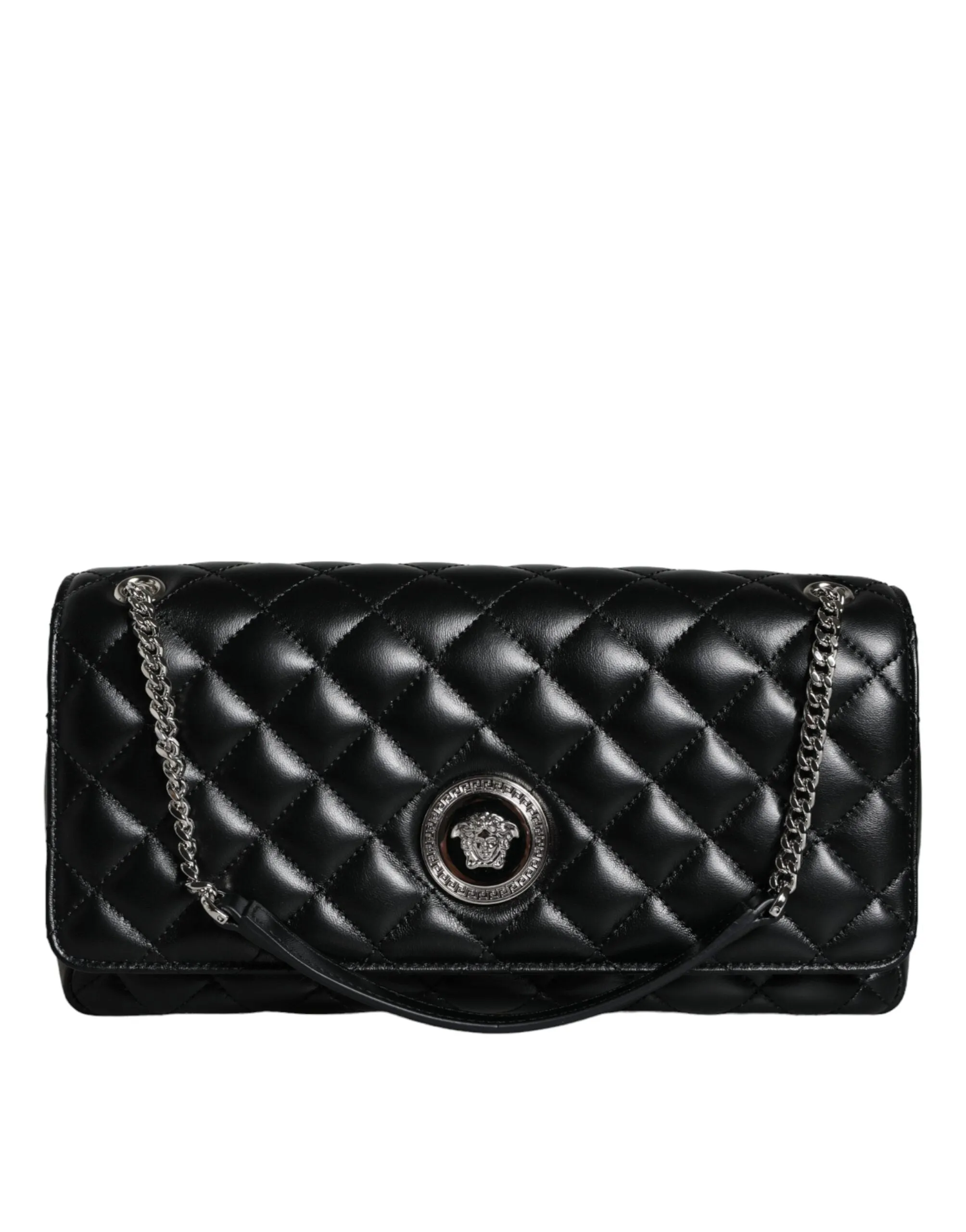 Black Quilted Lambskin Leather Crossbody Shoulder Bag