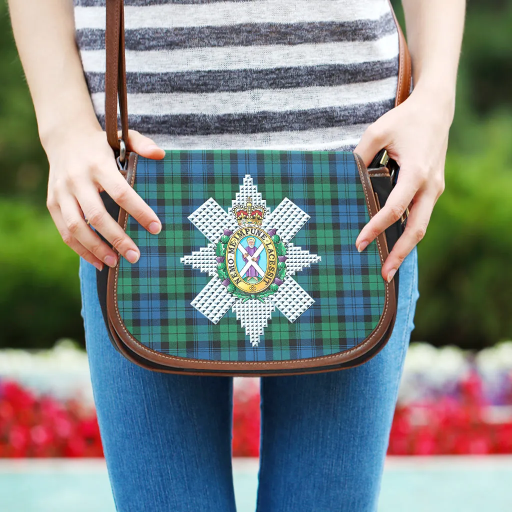 Black Watch Ancient Tartan Saddle Bag with Family Crest