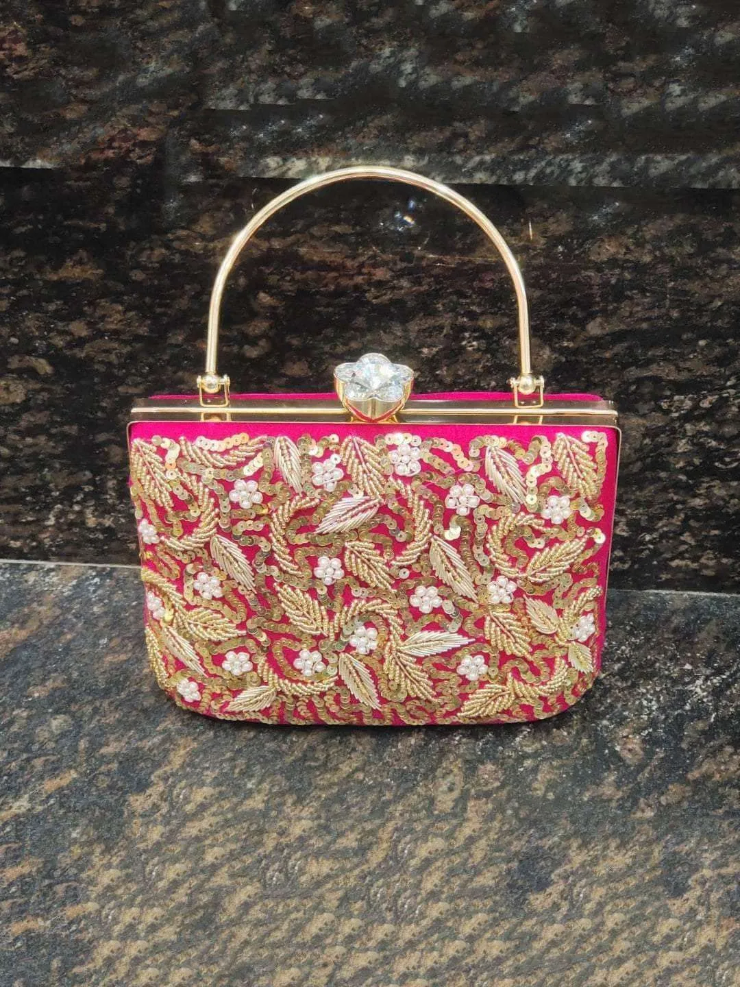 Bridal Embroidery Box Clutch