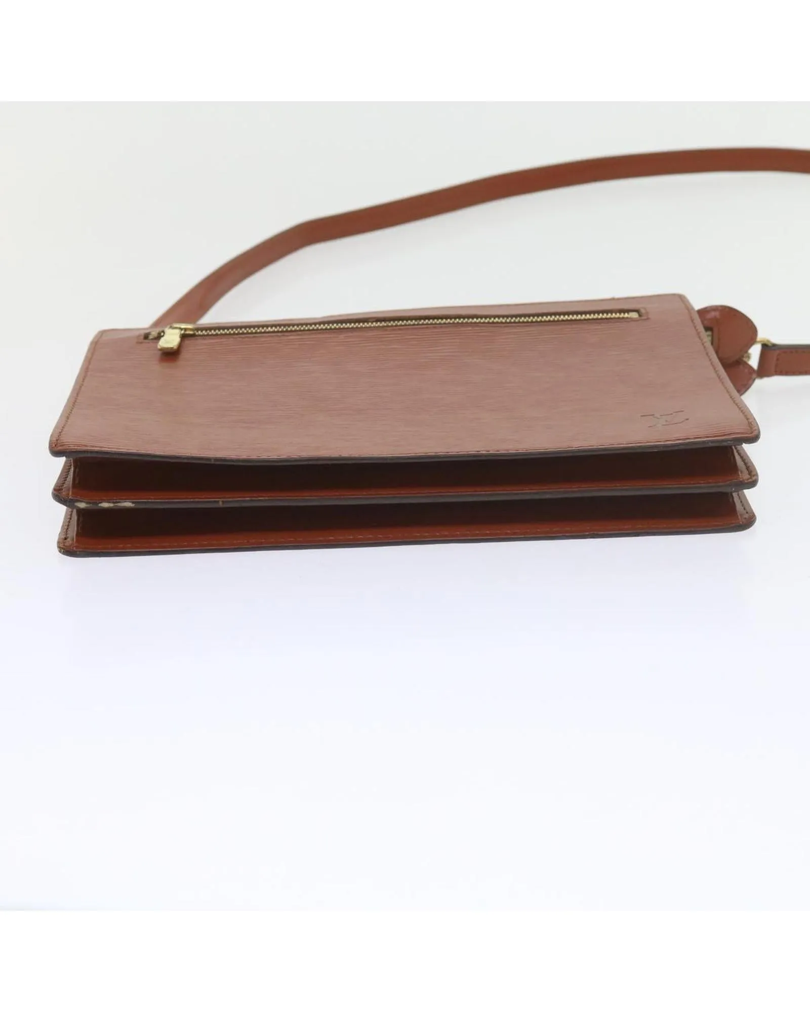 Brown Epi Leather Clutch Bag with Shoulder Strap - Authentic LV