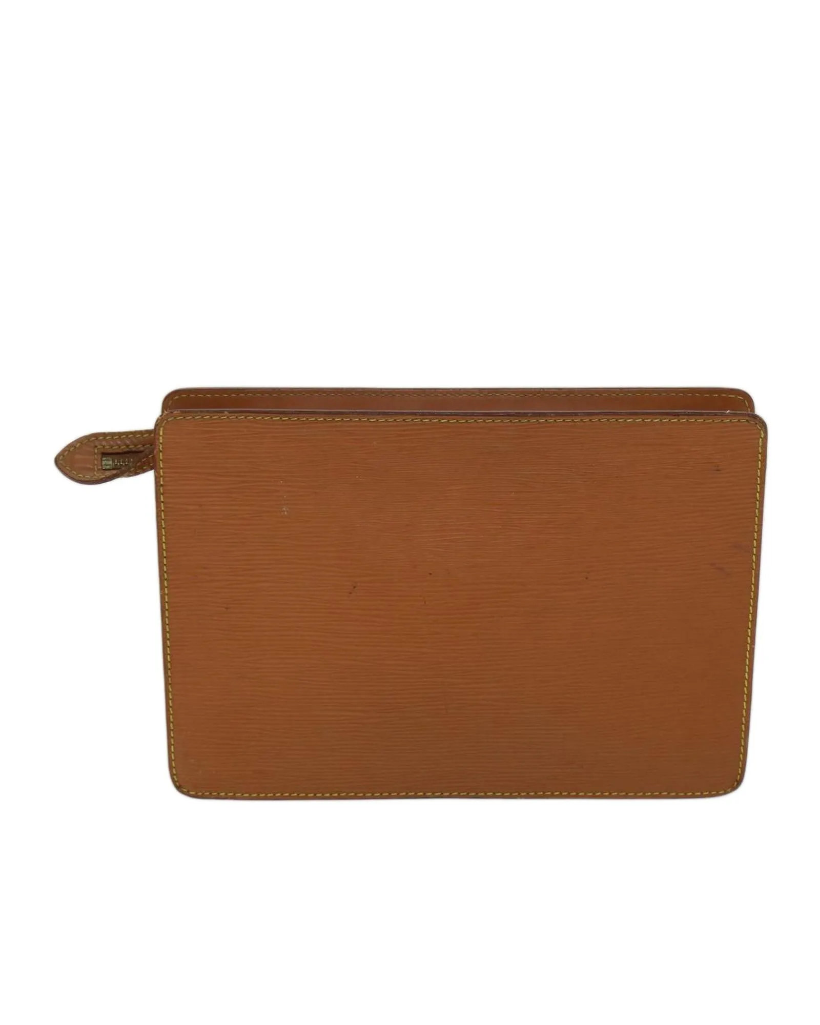 Brown Epi Leather Clutch Bag with Zipang Gold Hardware - Authentic