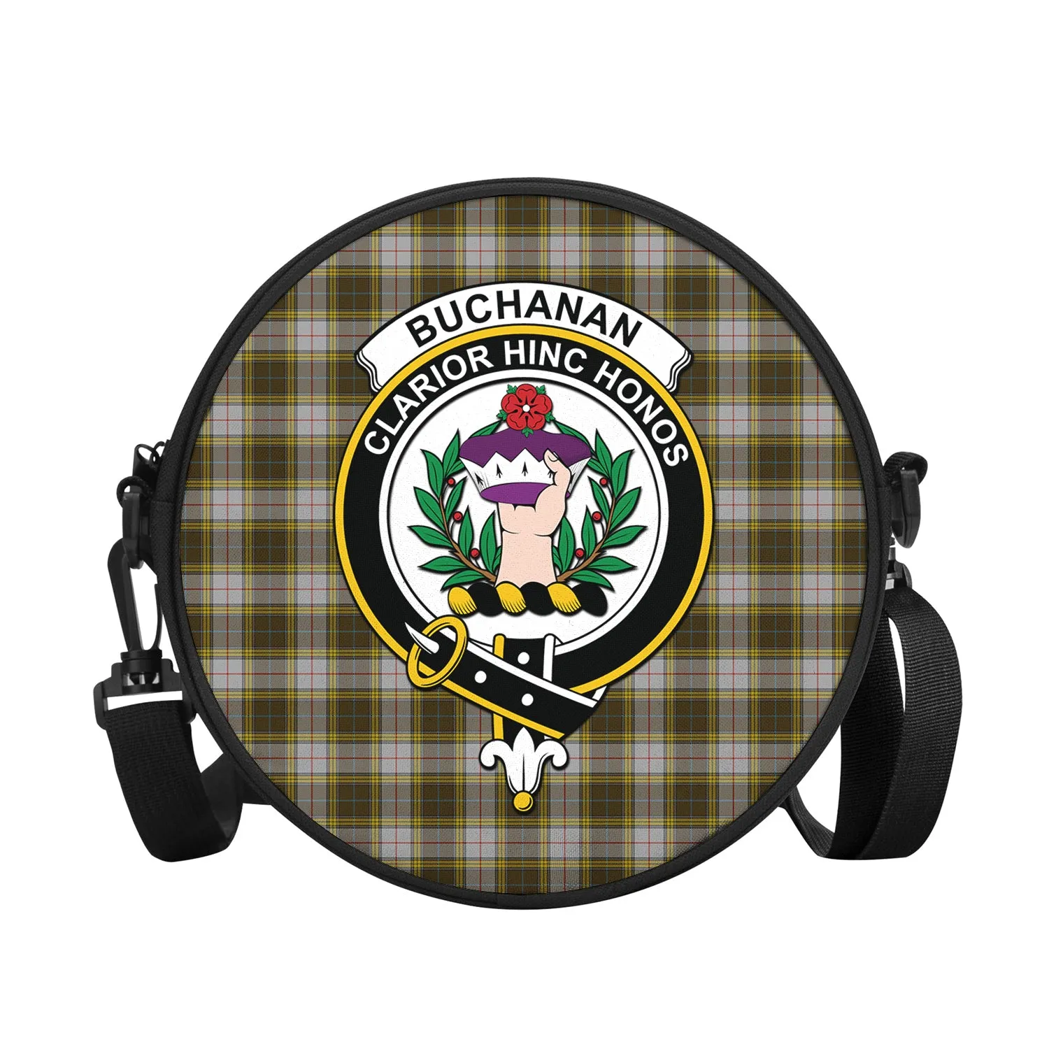 Buchanan Dress Tartan Round Satchel Bags with Family Crest