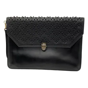 Bulgari x Nicholas Kirkwood Black Studded Leather Envelope Serpenti Forever Clutch Bag