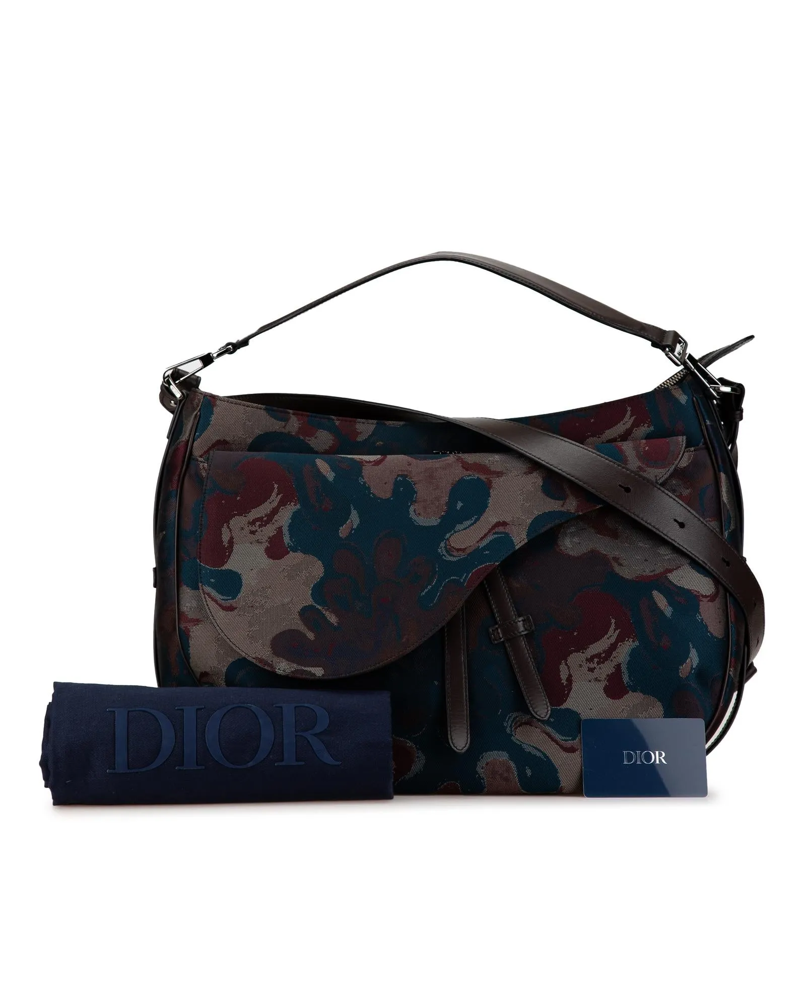 Canvas Camouflage Soft Saddle Bag with Leather Trim and Multiple Pockets