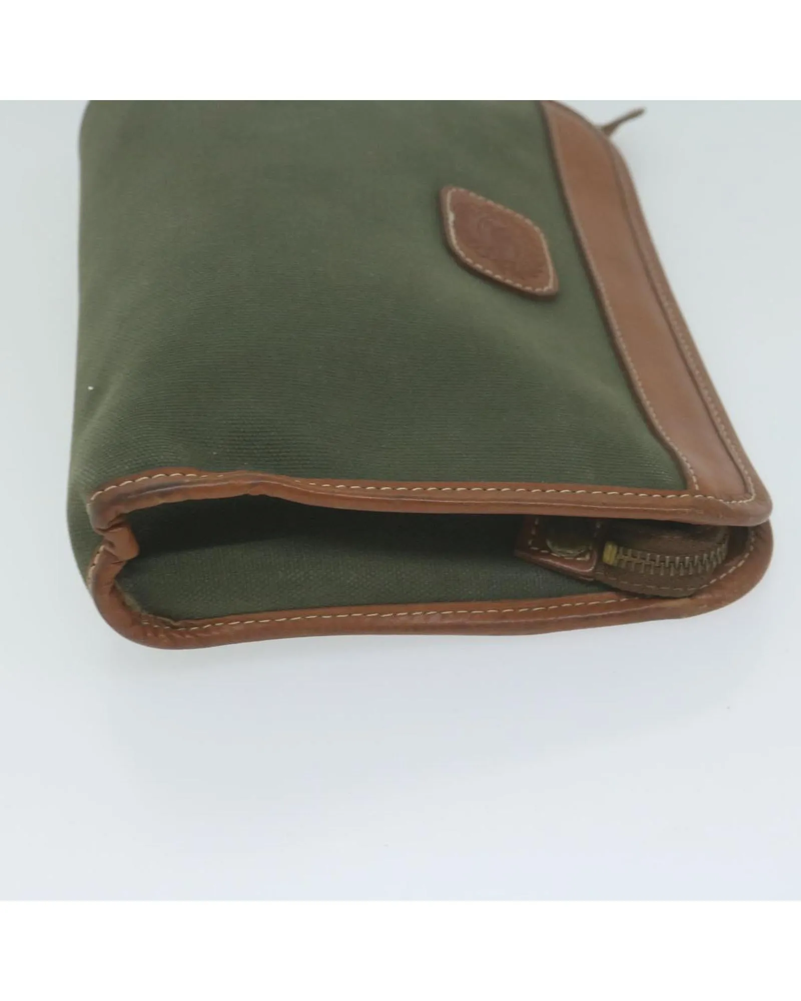 Canvas Khaki Clutch Bag with Rubbing and Scratches