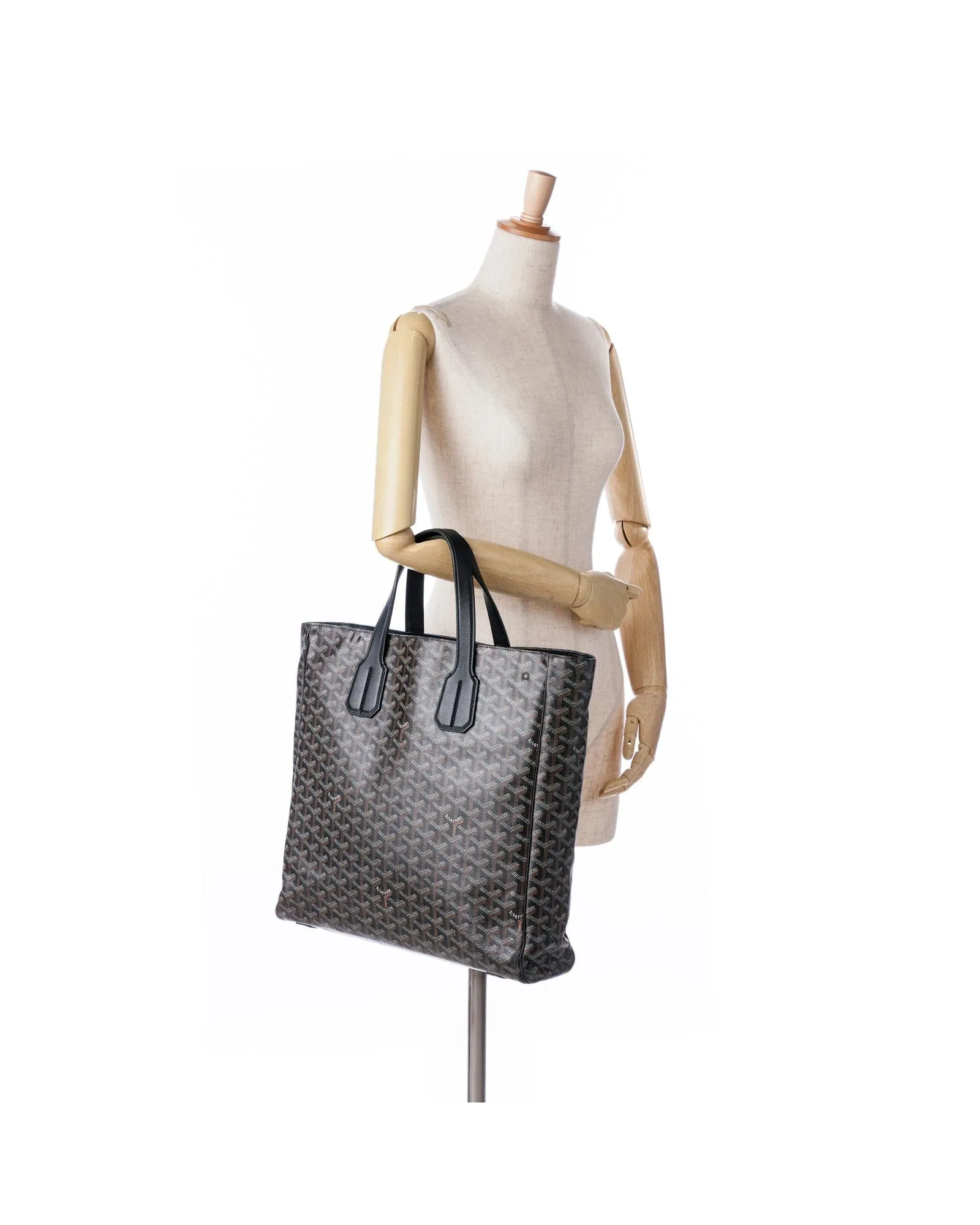 Coated Canvas Tote with Leather Trim and Repainted Straps