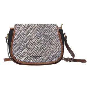 Croc Print Saddle Shoulder Bag