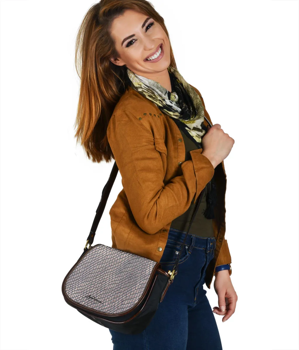 Croc Print Saddle Shoulder Bag