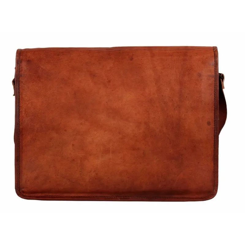 Distressed Leather Messenger Bag 13"