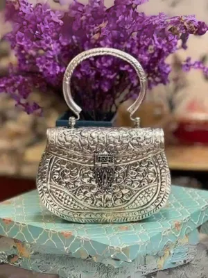 Exclusive Hand Carved High Quality German Silver Purse