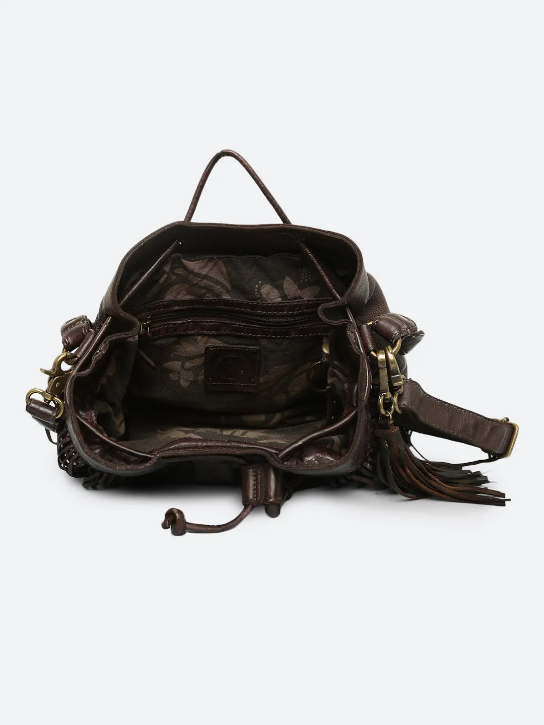 Genuine Brown Leather Bucket Bag