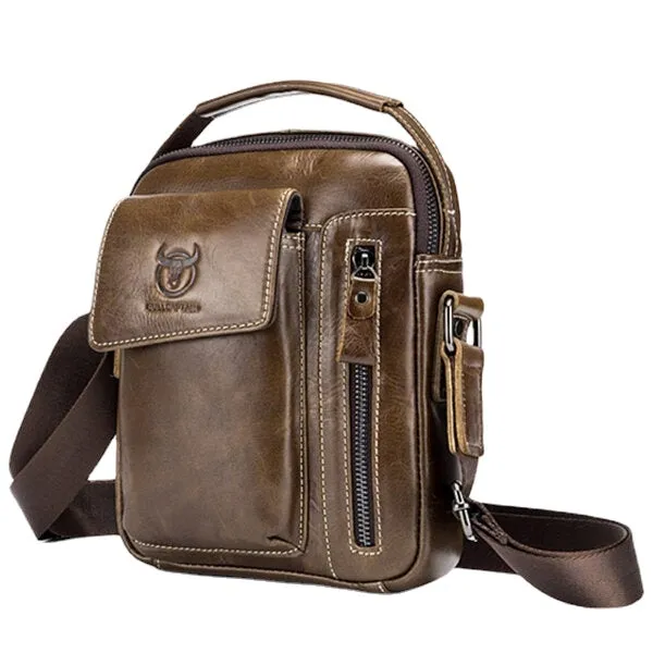 Genuine Leather Business Messenger Bag Vintage Mini Shoulder Crossbody For Men