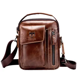 Genuine Leather Business Messenger Bag Vintage Mini Shoulder Crossbody For Men