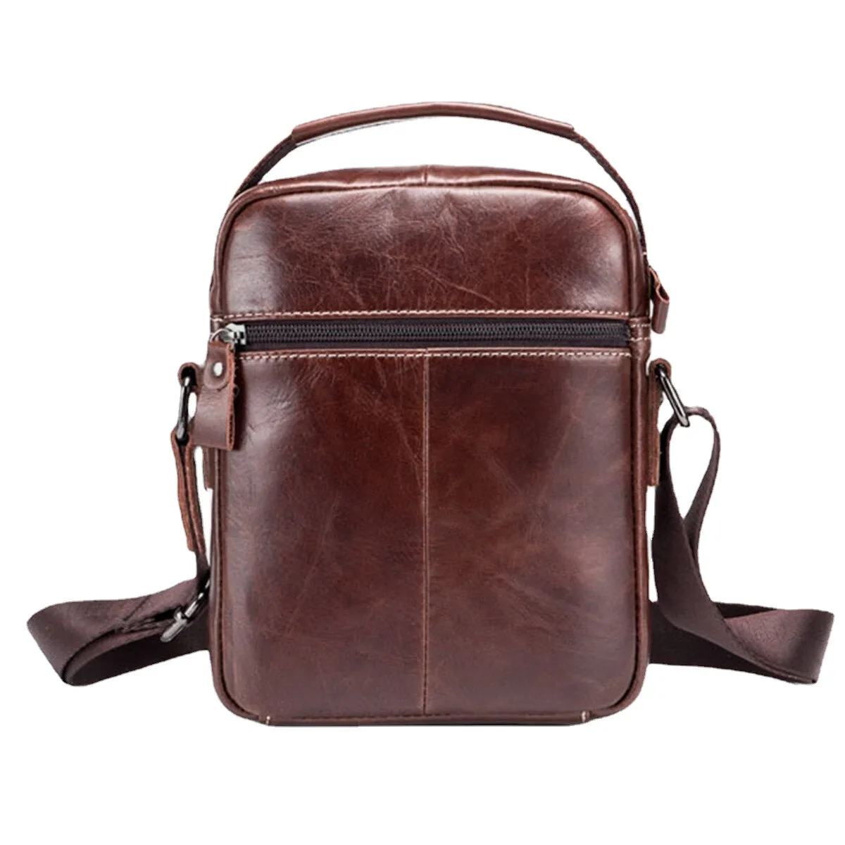 Genuine Leather Business Messenger Bag Vintage Mini Shoulder Crossbody For Men