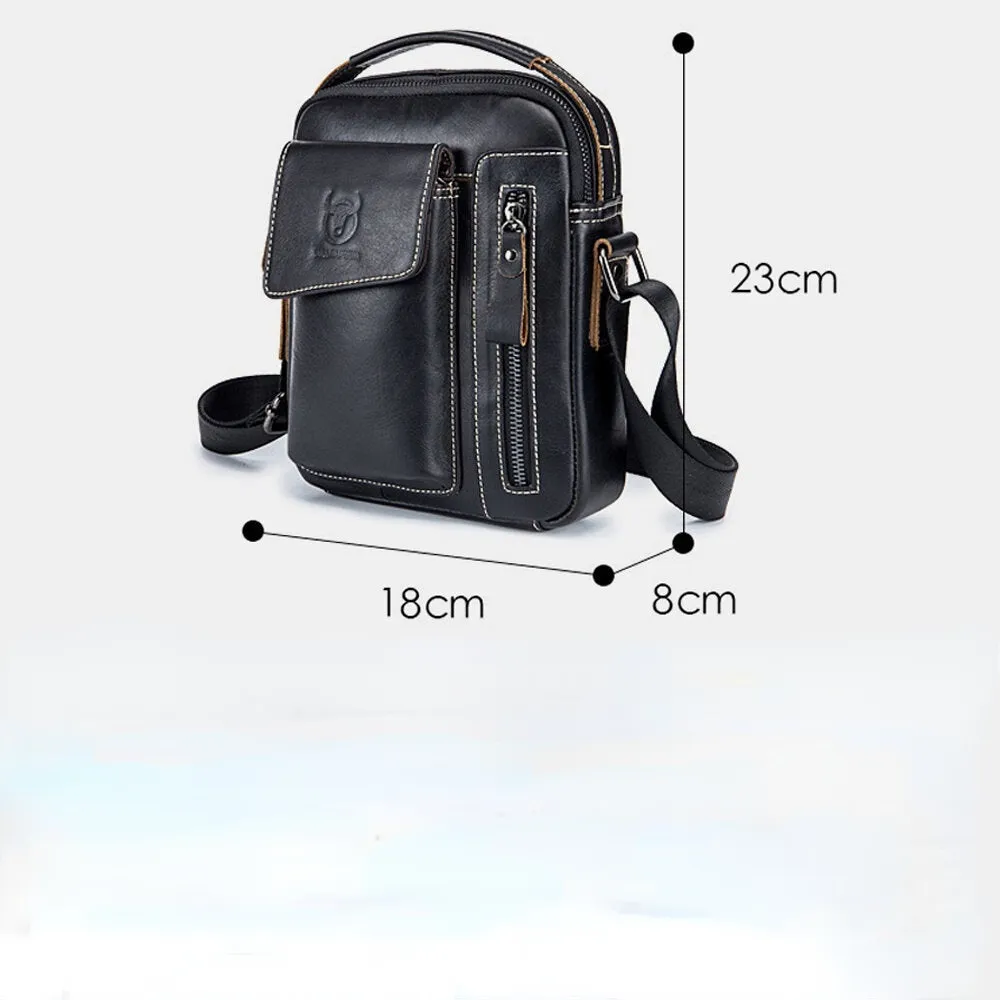 Genuine Leather Business Messenger Bag Vintage Mini Shoulder Crossbody For Men