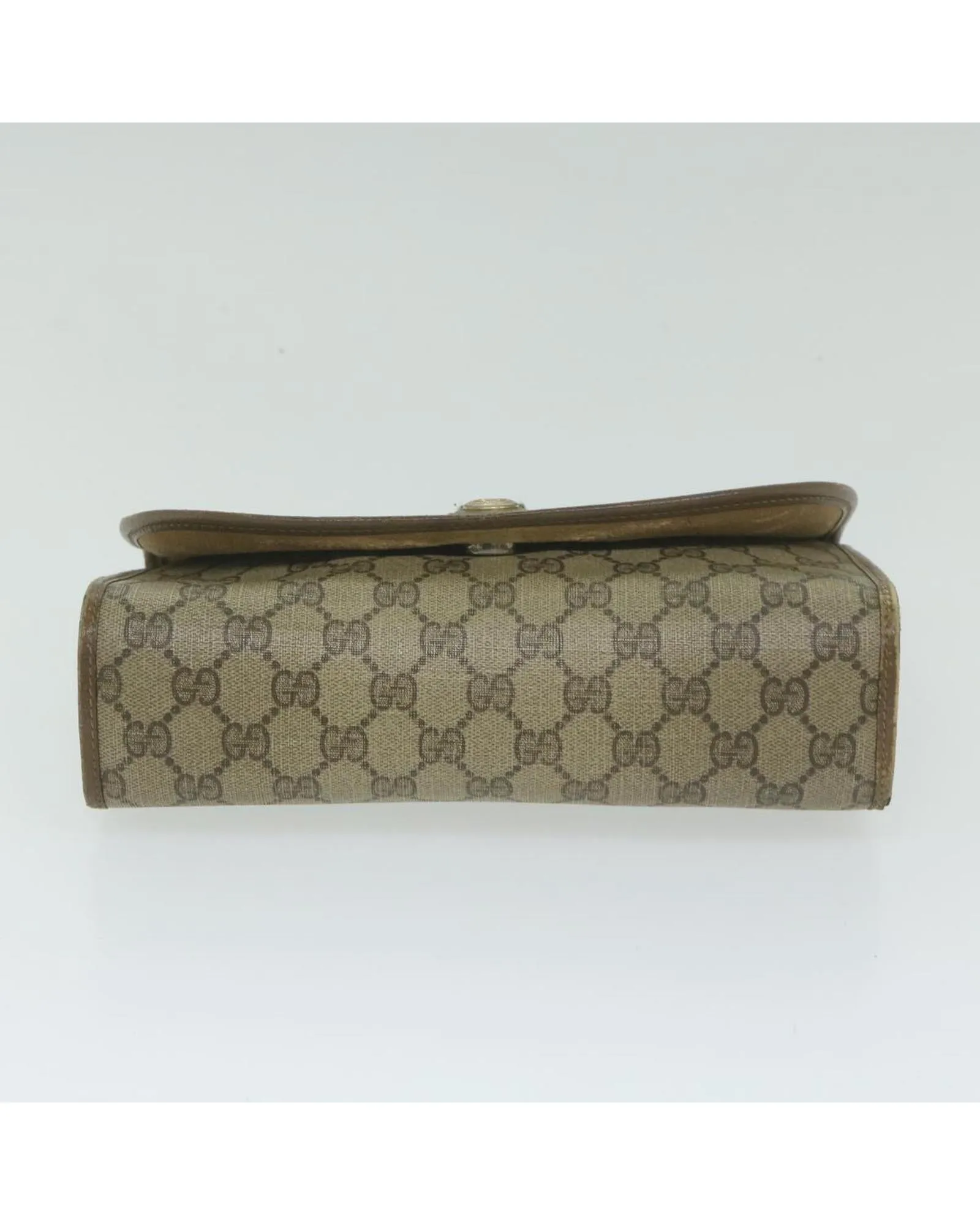 GG Supreme Clutch Bag with Web Sherry Line in Beige Red and Green