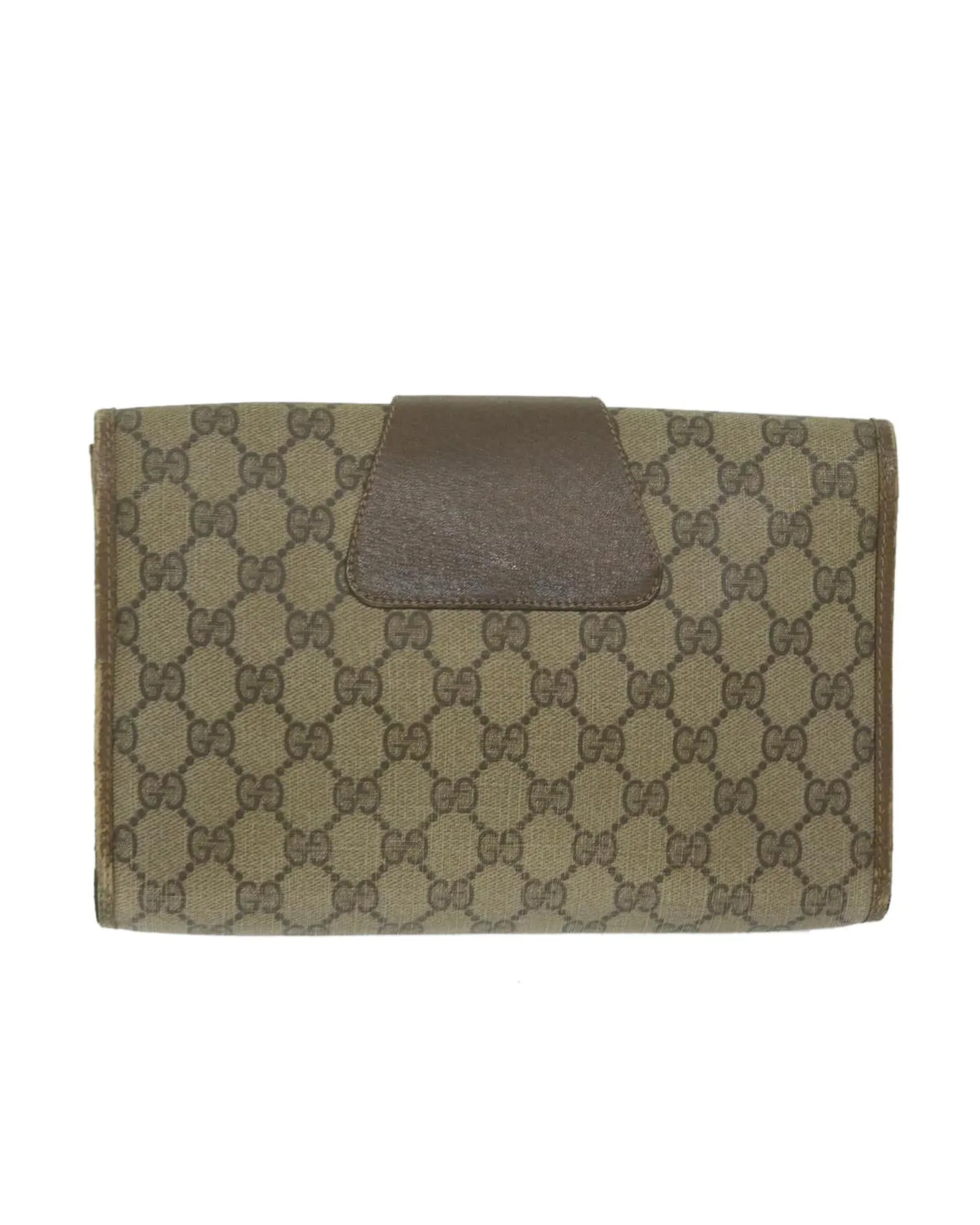 GG Supreme Clutch Bag with Web Sherry Line in Beige Red and Green