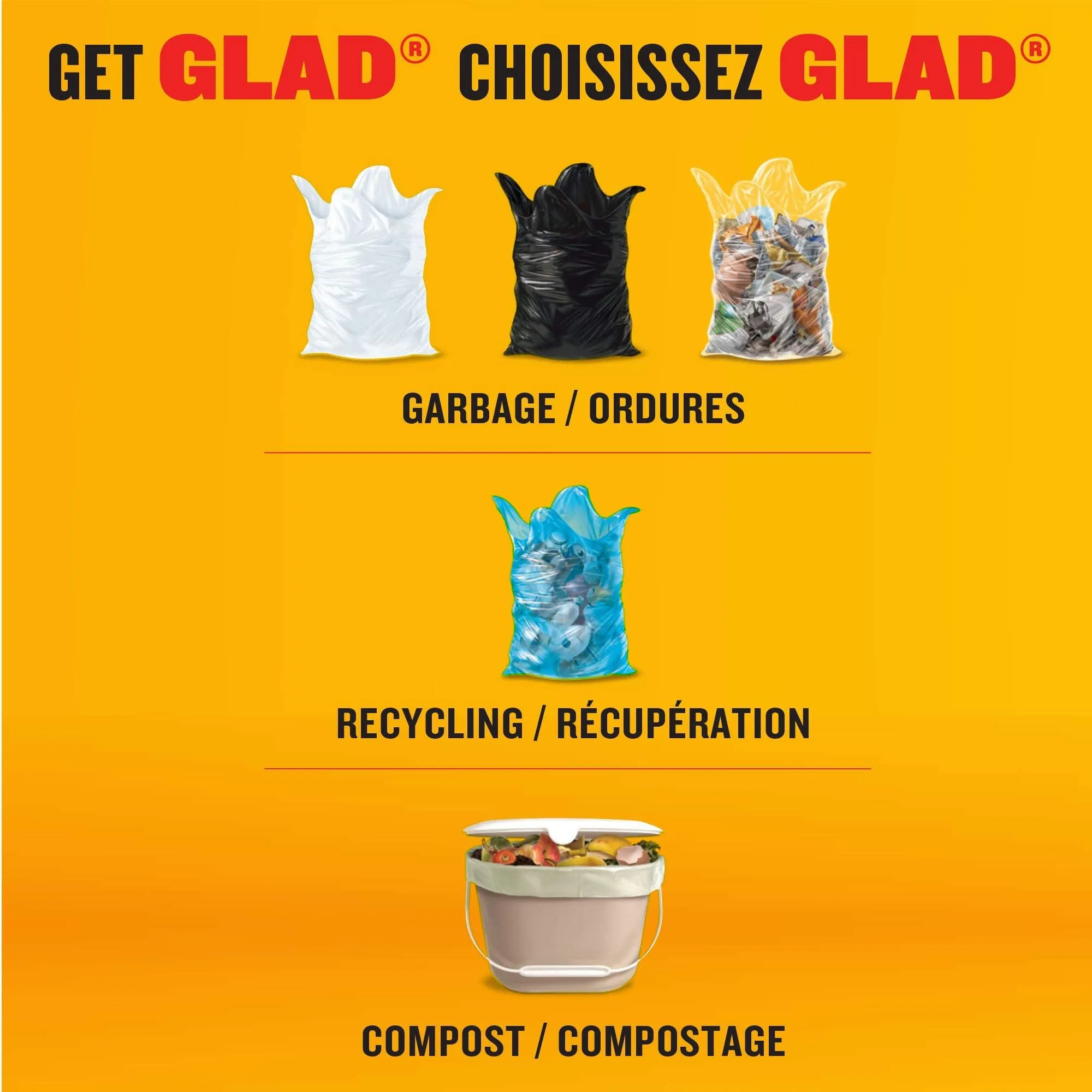 Glad White Garbage Bags - Tall 45 Litres - ForceFlex, Drawstring, with Febreze Fresh Clean Scent, 50 Trash Bags, Made in Canada of Global Components