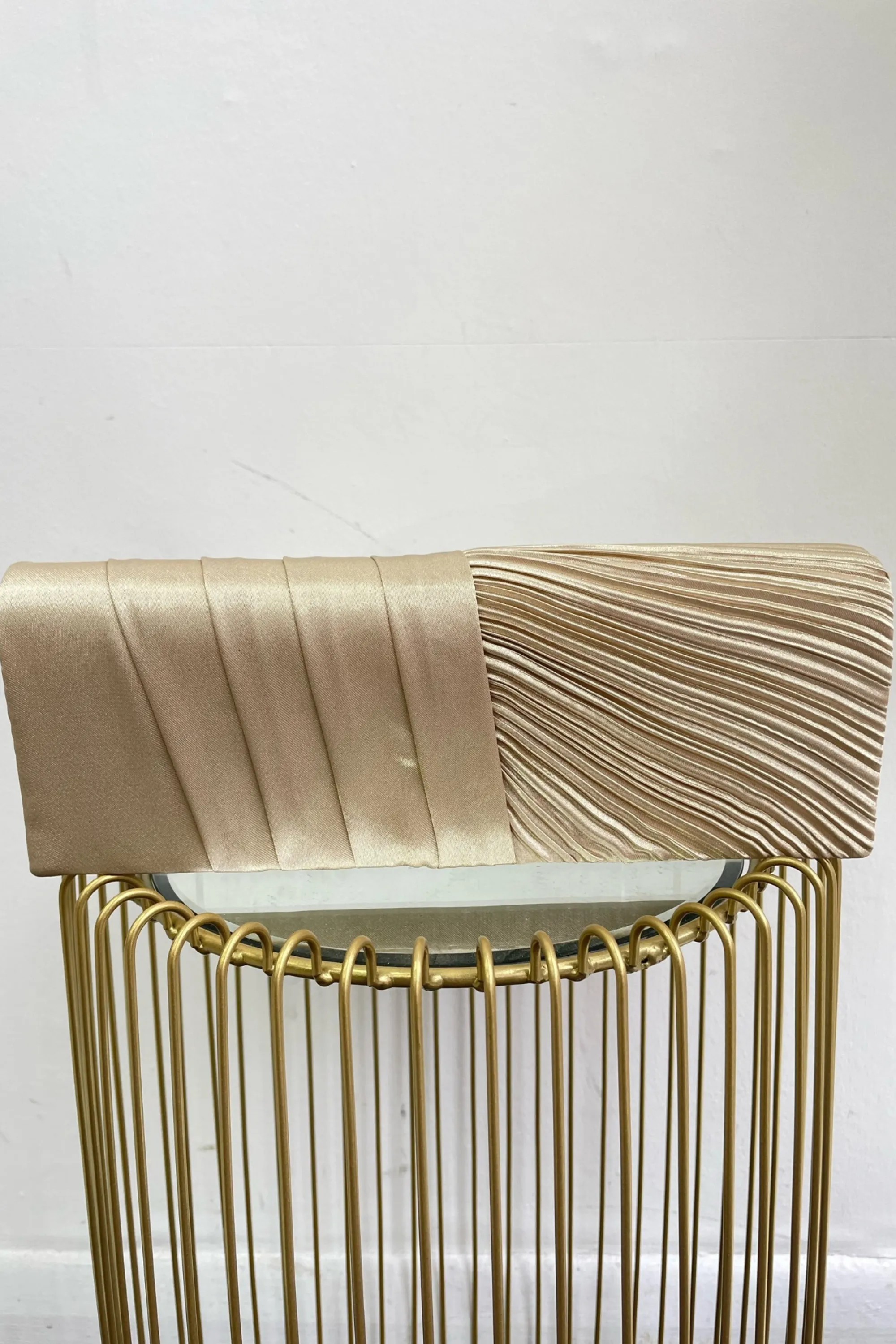 Gold Ruched Satin Clutch Bag