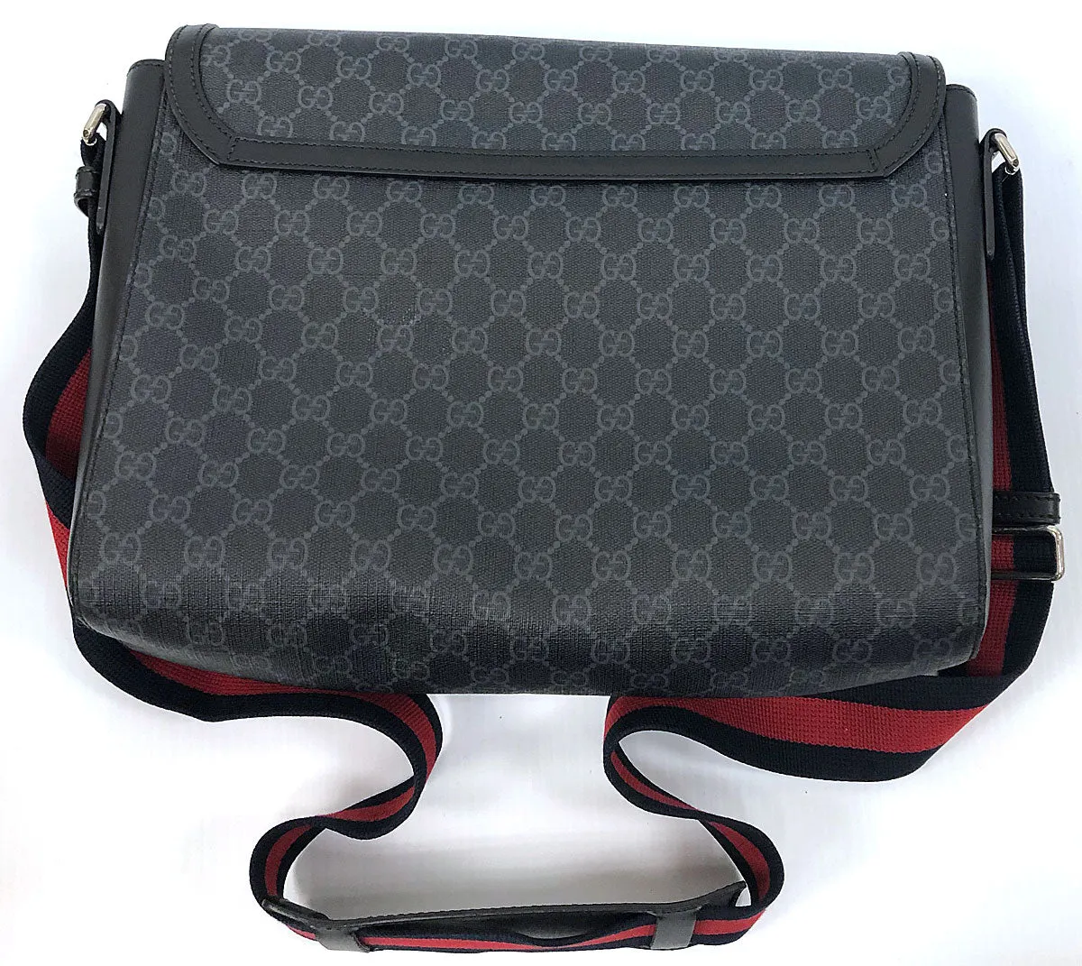 Gucci GG Supreme Black Flap Messenger Bag