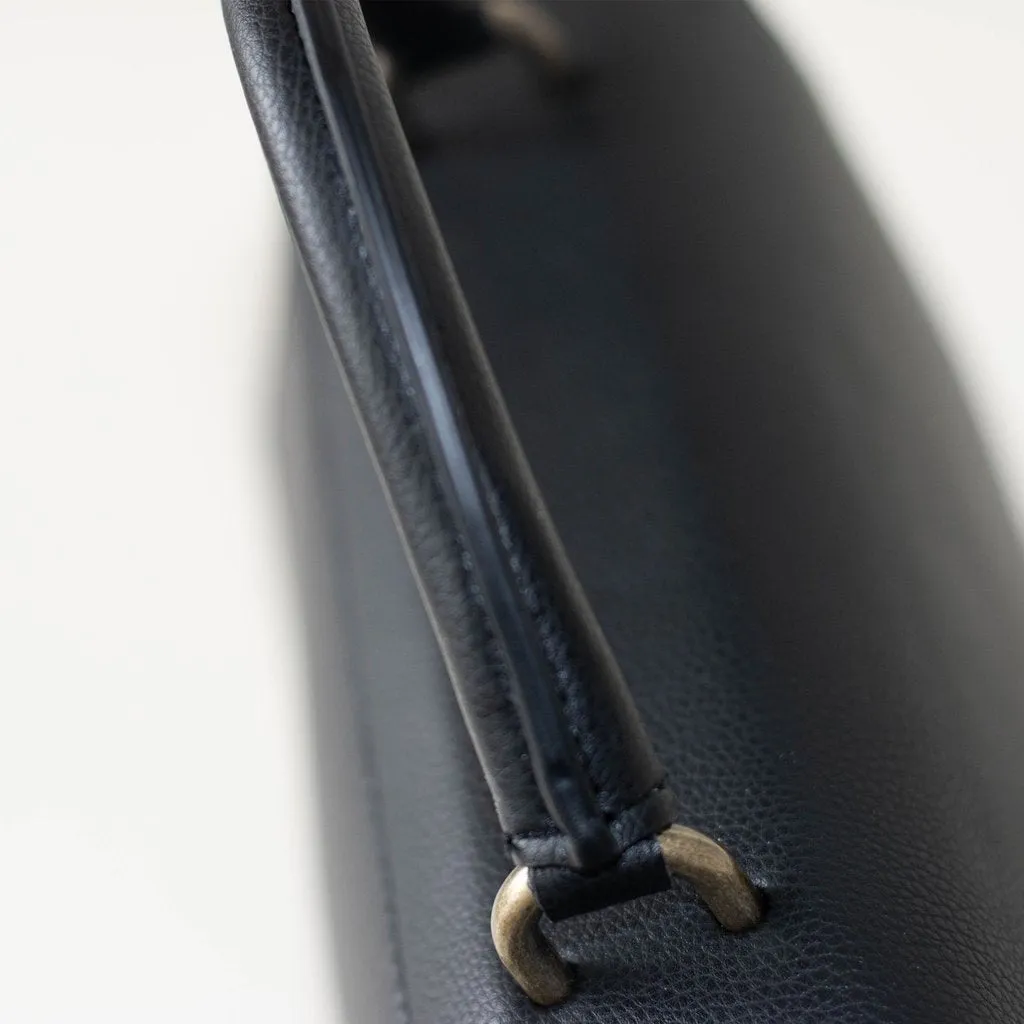 Black Hamilton Satchel with Signature Signet Detail