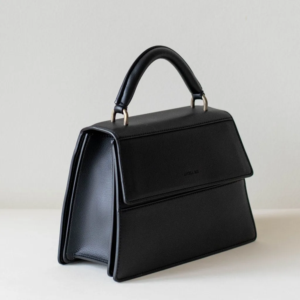 Black Hamilton Satchel with Signature Signet Detail