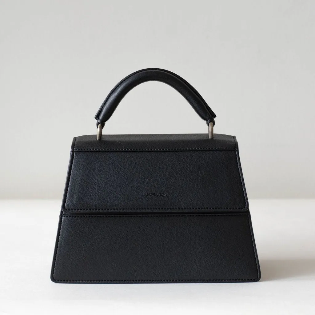 Black Hamilton Satchel with Signature Signet Detail