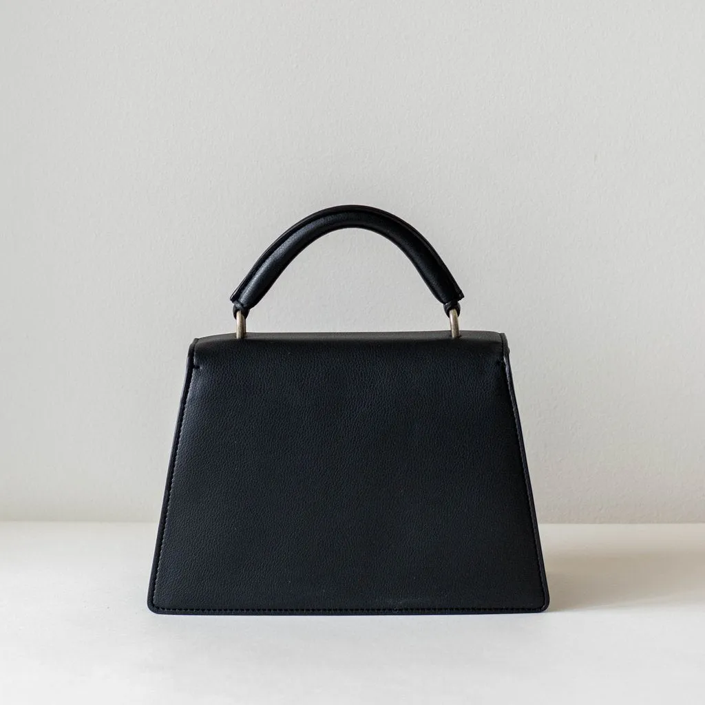 Black Hamilton Satchel with Signature Signet Detail